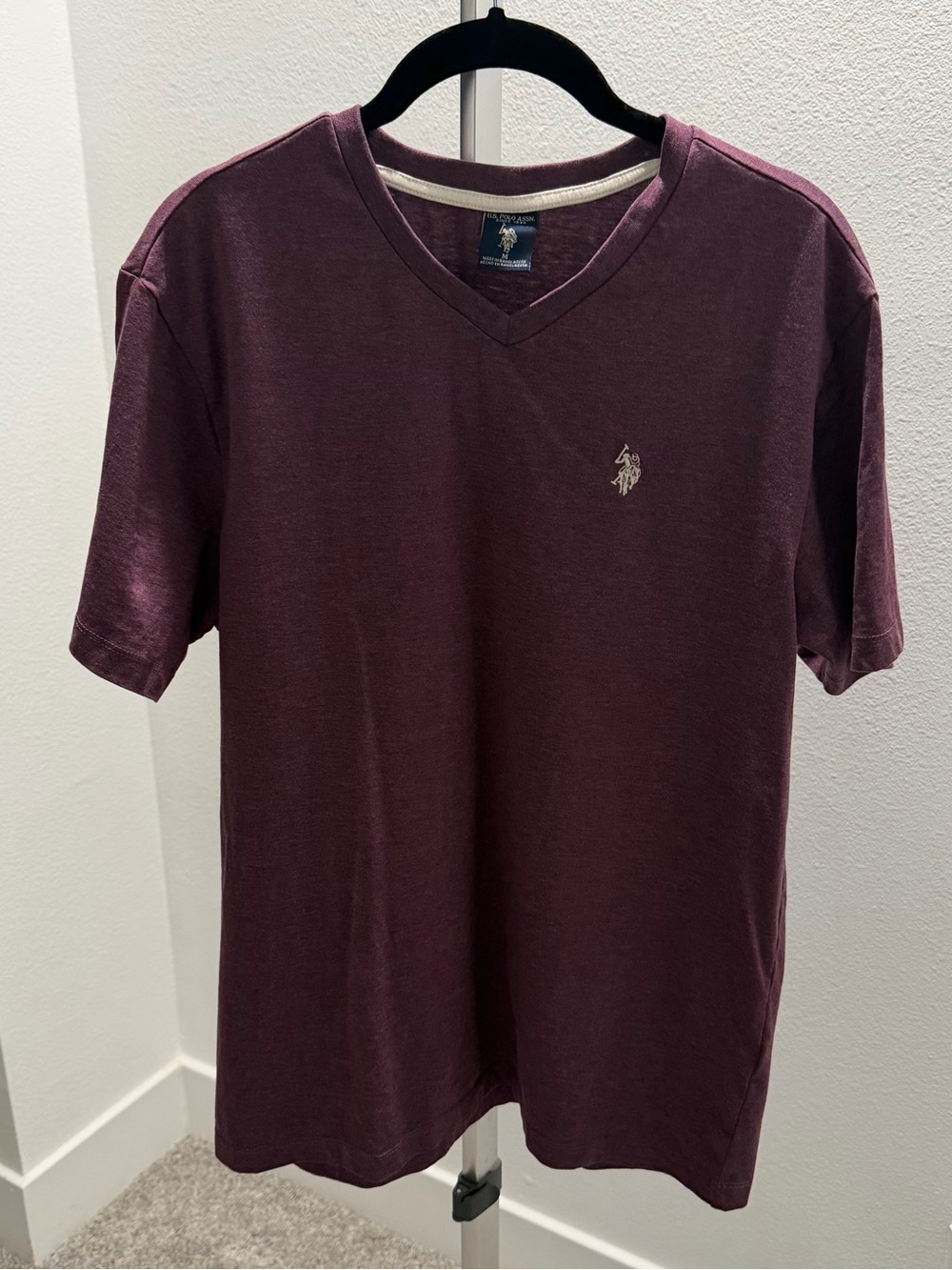 U.S. Polo Assn. Men's V-Neck Tee in Deep Plum